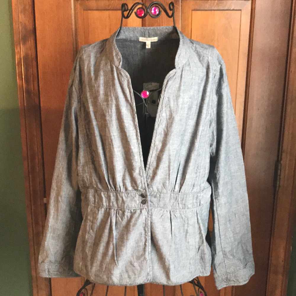 NWT Eileen Fisher Jacket Blue Large 100% Cotton
